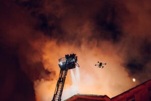 drone image of emergency response